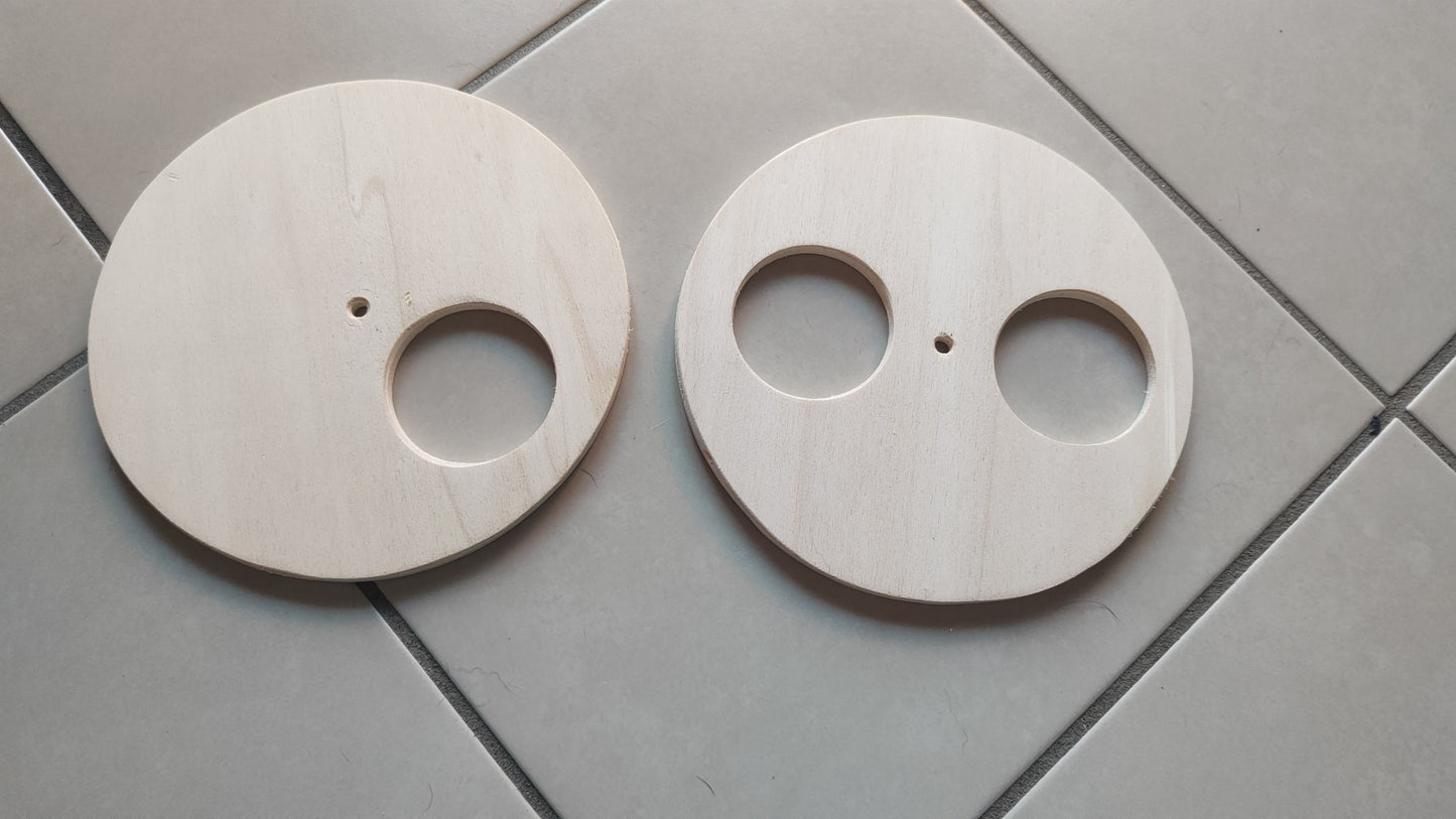"Wooden Puzzle Game for Pets, showing stacked and rotatable discs to stimulate cognitive abilities. Perfect for rabbits, guinea pigs, rats, and other small pets."